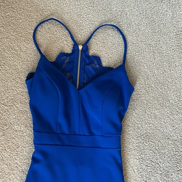 B. Darlin Size 3/4 long blue dress w lace back - Picture 2 of 5